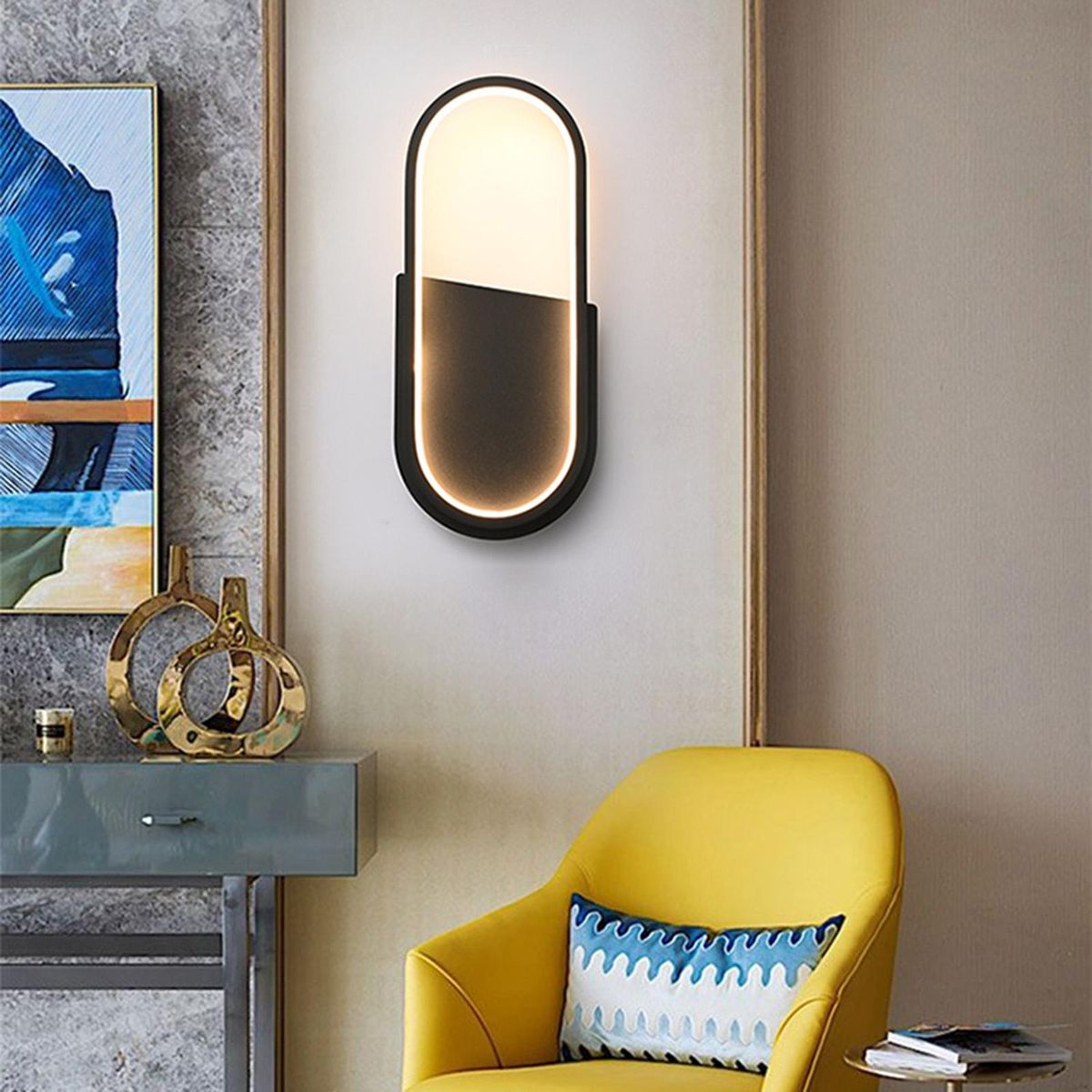 Modern Simple Wall Lamp Elliptical Interior Decoration LEDs Wall Lamp Mirror Light Hard-Wired Wall Lamp 18W Suitable for Living Room Bedroom Dining Room Corridor Wall Lamp