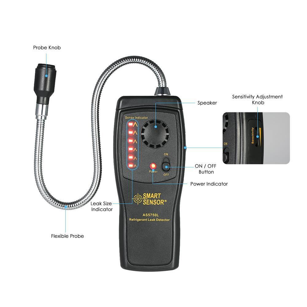 SMART SENSOR Hand-held CFCs HCFCs HFCs Halogen Gas Detector Refrigerant Air Conditioning Detector Freon Gas Leak Tester