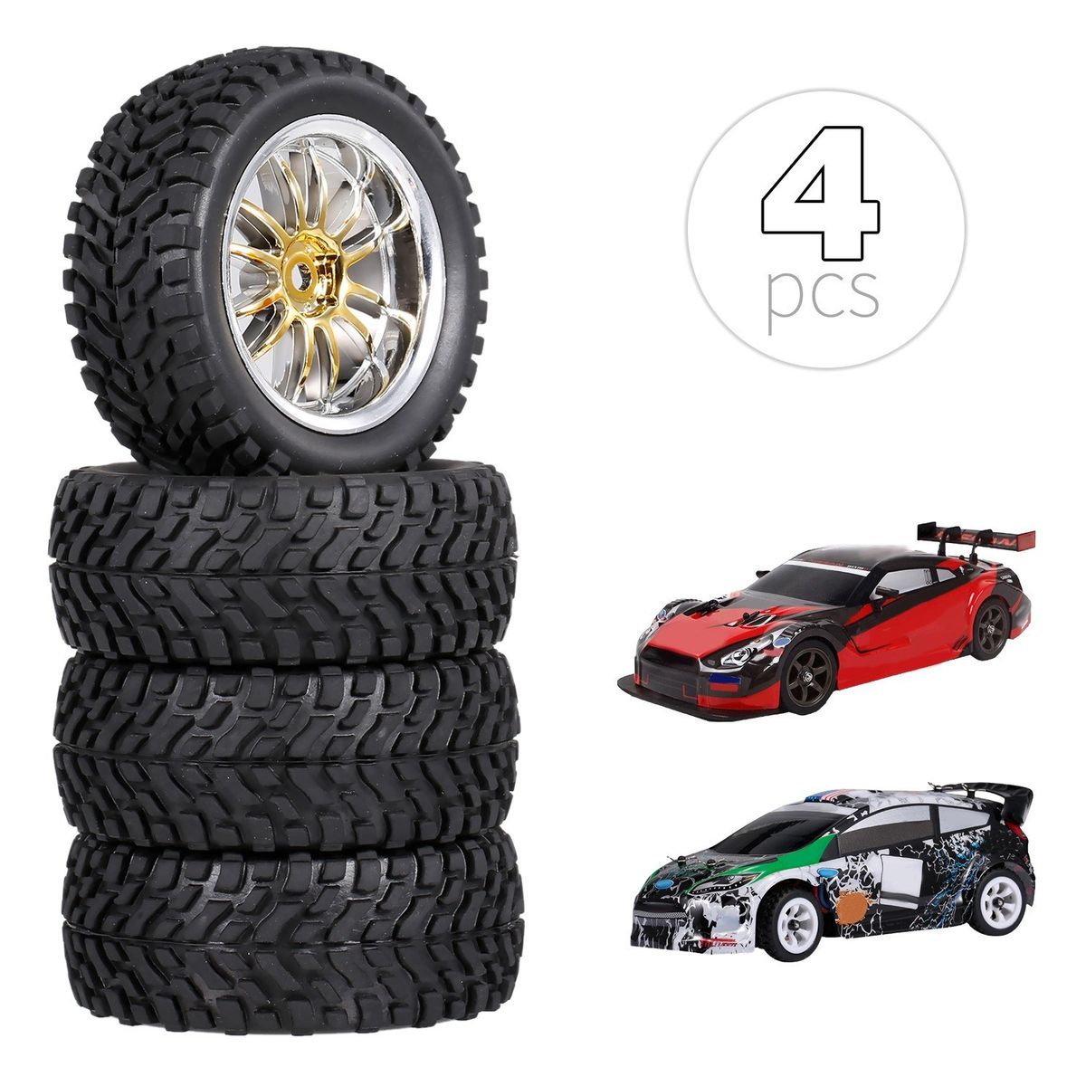 4PCS 1/10 Rubber Tire RC Racing Car Tires For HSP Redcat