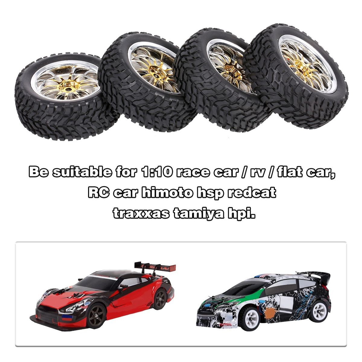 4PCS 1/10 Rubber Tire RC Racing Car Tires For HSP Redcat