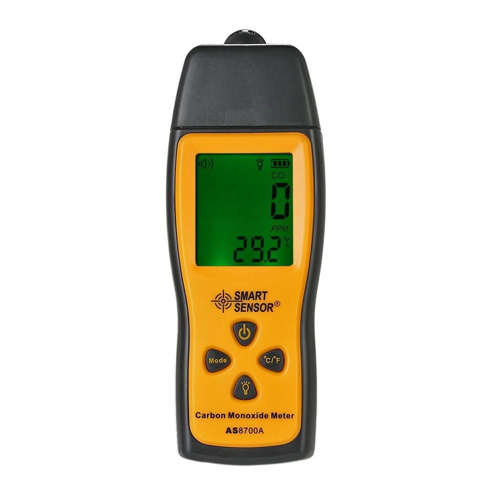 SMART SENSOR Handheld Carbon Monoxide Meter with High Precision CO Gas Tester Monitor Detector Gauge LCD Display Sound and Light Alarm 0-1000ppm