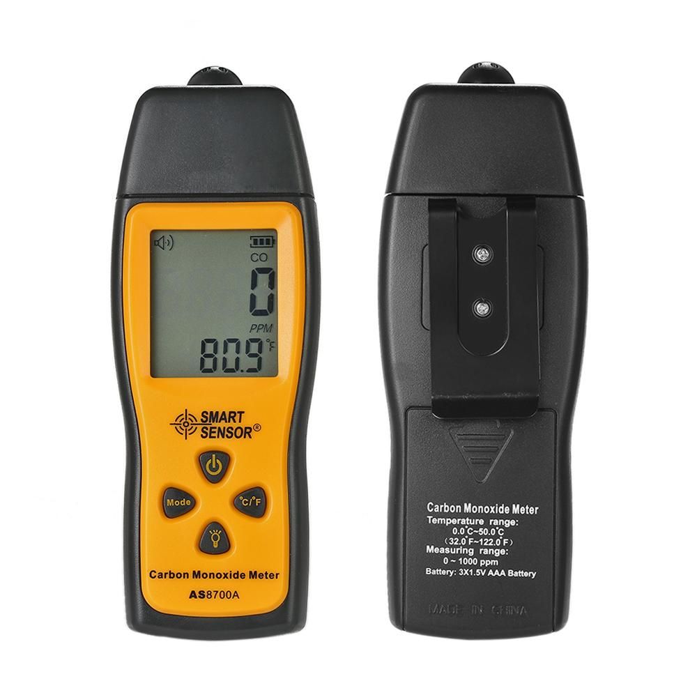 SMART SENSOR Handheld Carbon Monoxide Meter with High Precision CO Gas Tester Monitor Detector Gauge LCD Display Sound and Light Alarm 0-1000ppm