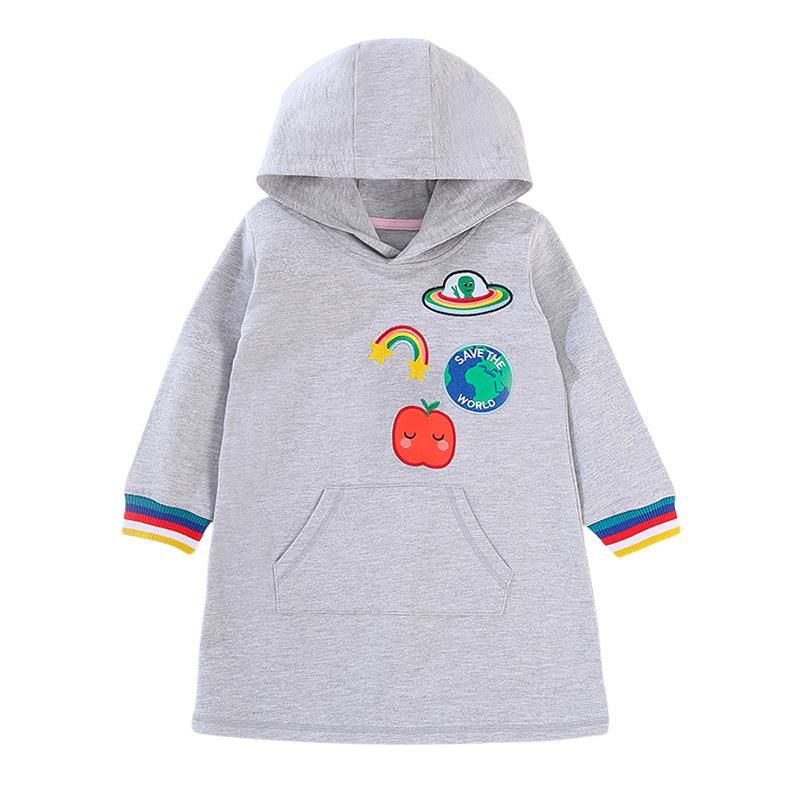 2023 Girls Skirt Autumn Baby Girl Hooded Sweat Skirt Cotton Embroidered Girls Dres