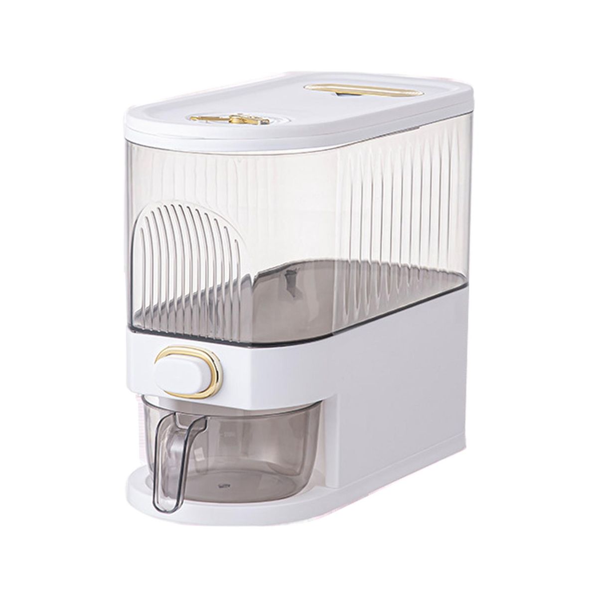 Rice Container One-Button Pressing Household Food Storage Box White