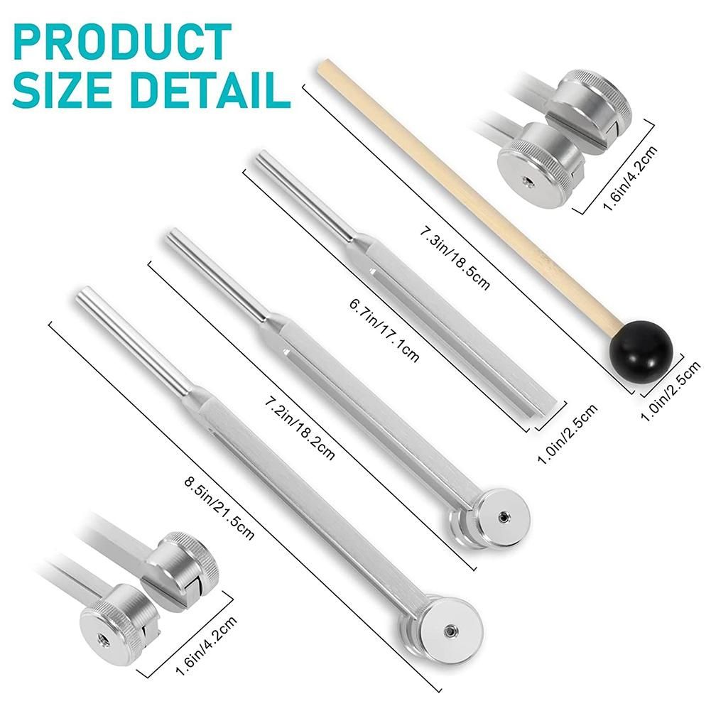 Tuning Fork Set (128Hz, 256Hz, 512Hz) of 3 Pack,Tuning