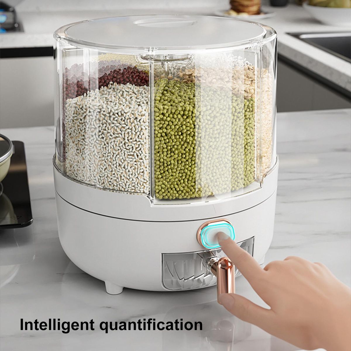 Rice Storage Box 6-Grid Rice Dispenser Storage Container