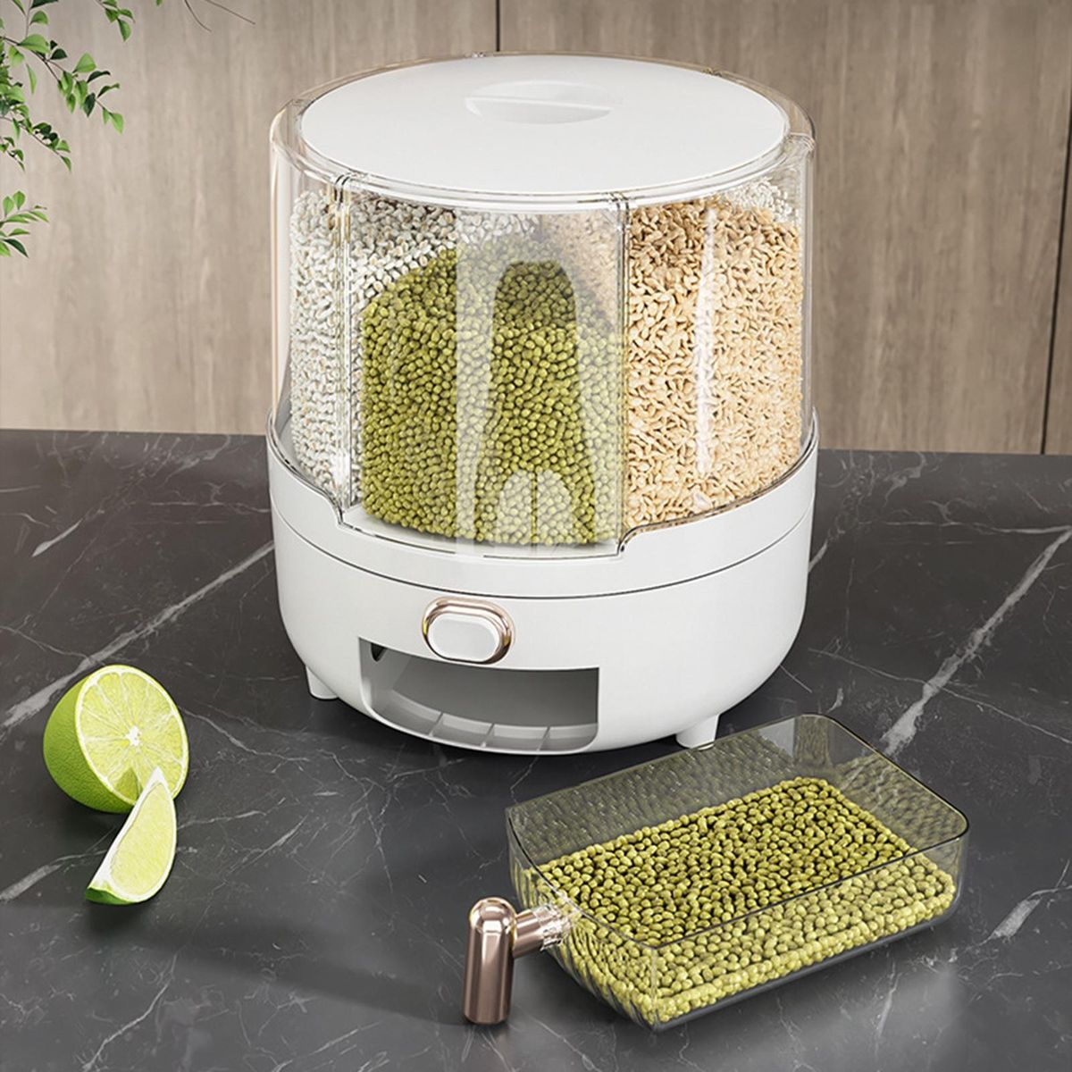 Rice Storage Box 6-Grid Rice Dispenser Storage Container