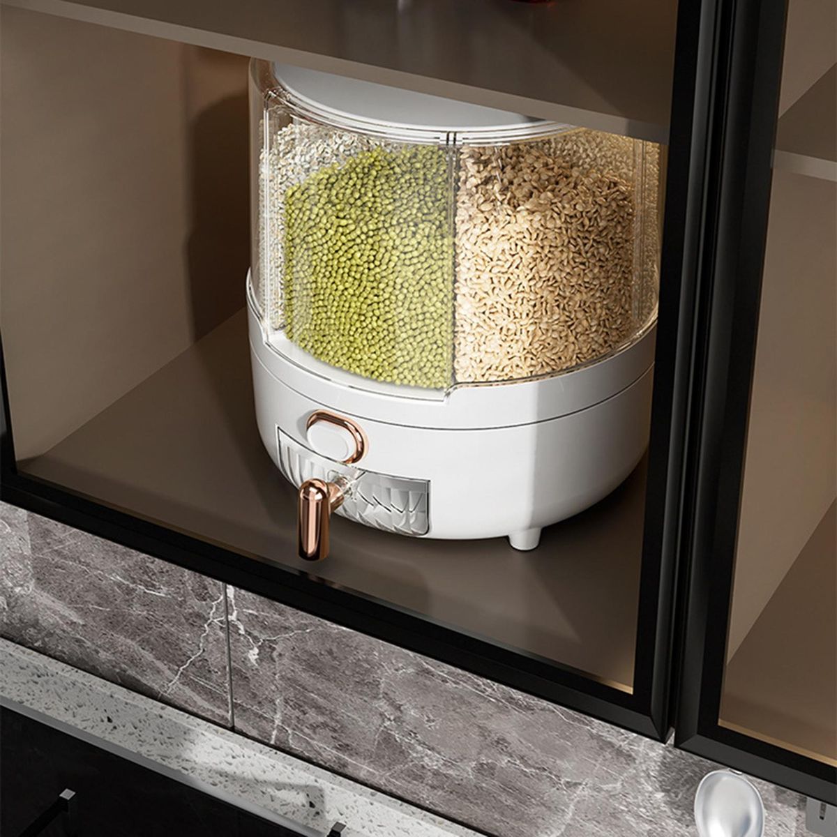 Rice Storage Box 6-Grid Rice Dispenser Storage Container