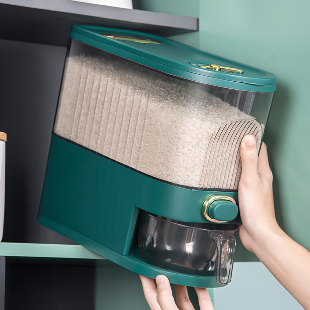Rice Bucket Rice Storage Barrel Household Storage Rice Barrel Green