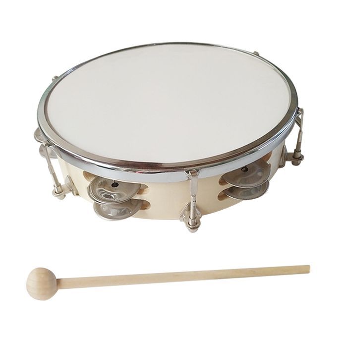8 Inch Tambourine Handbell Hand Drum With Double Row