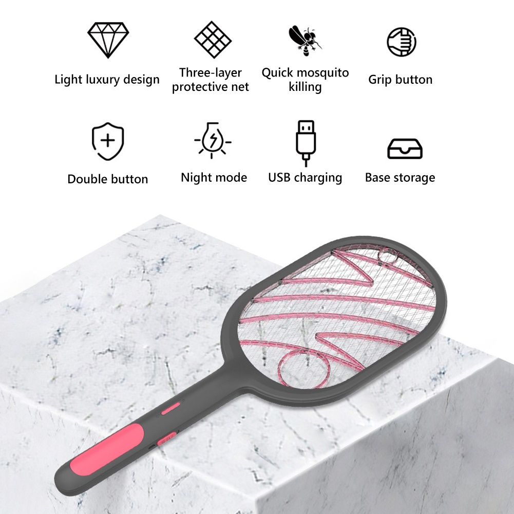 Rechargeable Electric Fly Mosquito Zapper Bug Insect-White