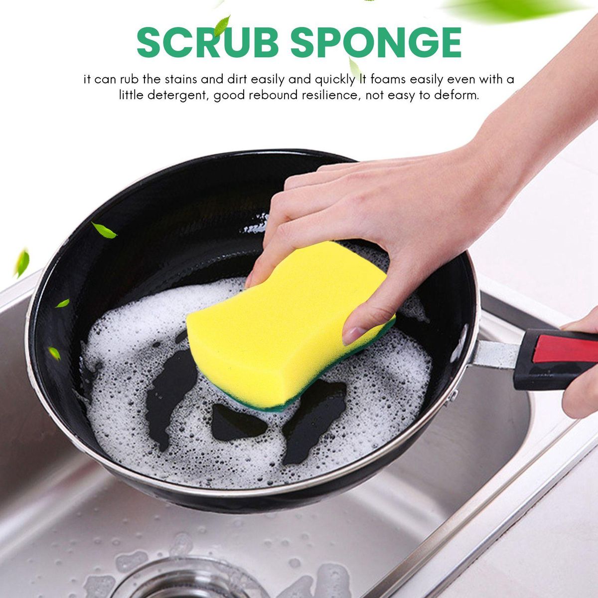 30pcs Multi- Double-faced Sponge Scouring Pads Dish Washing