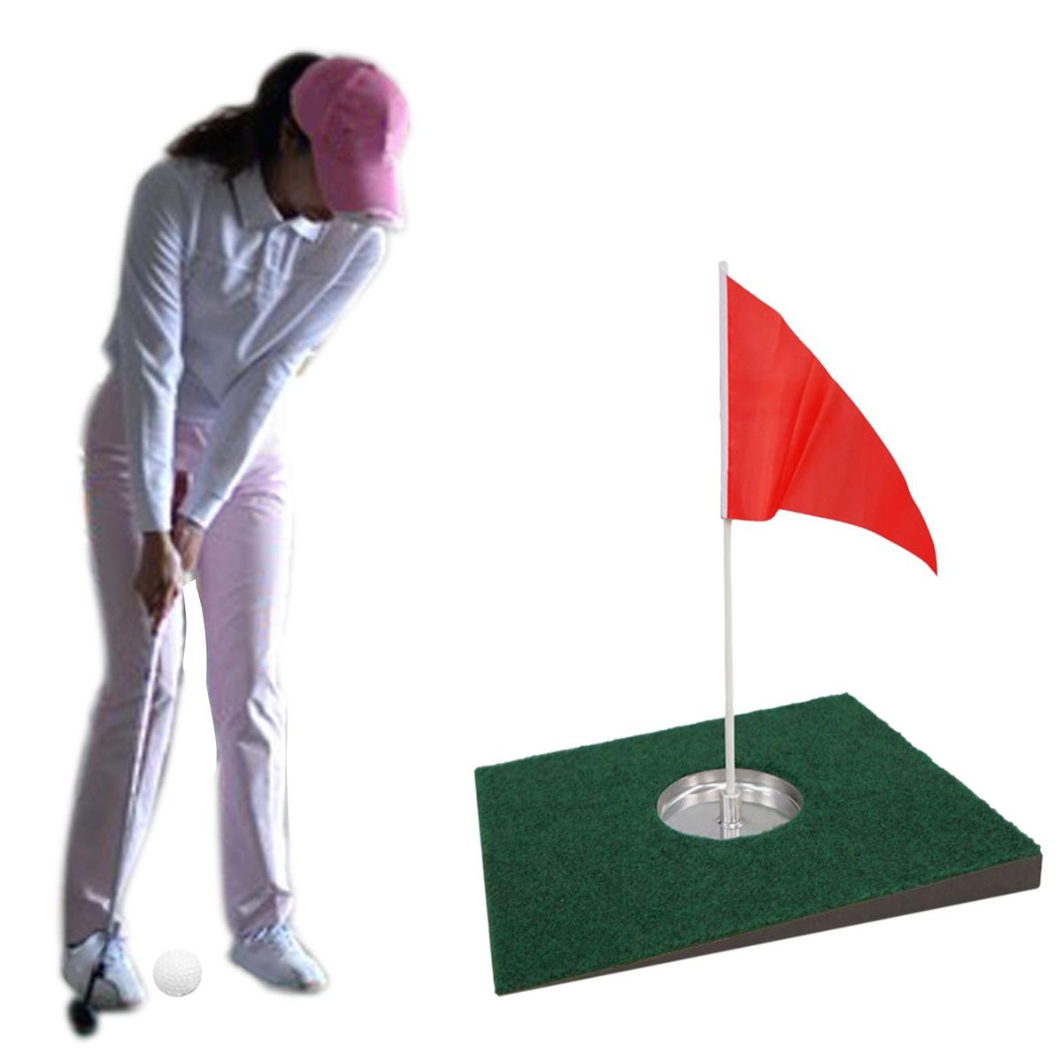 Indoor Golf Putting Green Cup Practice With Red Flag Type