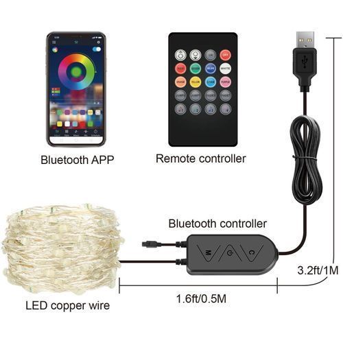 Remote Control USB Bluetooth Copper Wire Lamp String
