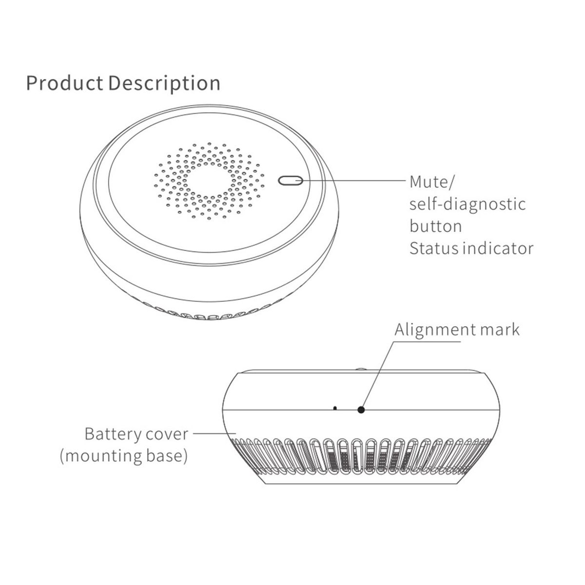 ZigBee Smoke Sensor Wireless Fire Alarm Automatic Intelligent Household Alarm Sensor White RSH-ZigBee-SS01