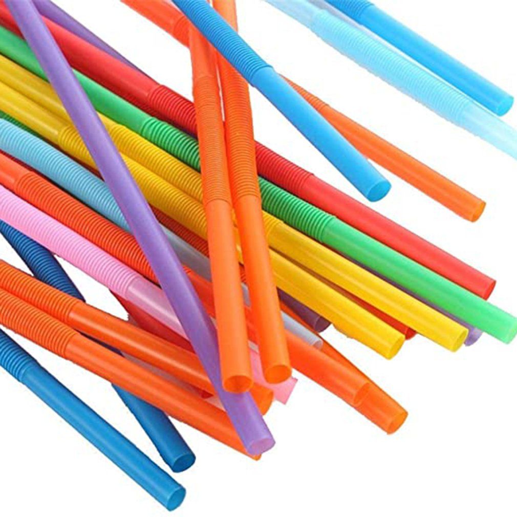 100 Pcs/bag Disposable Plastic Straw Color Art Straws Curved DIY Shape Straw PP Elbow Strong And Sturdy-Multicolor