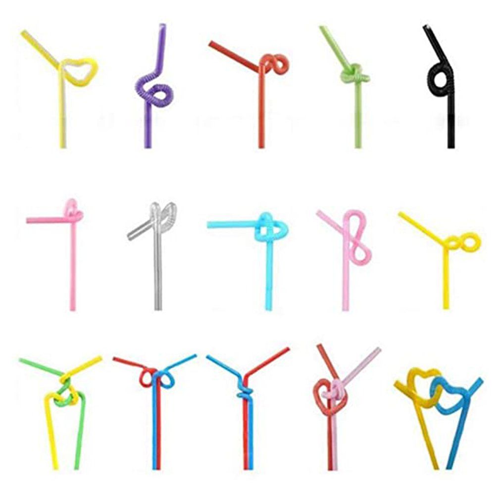 100 Pcs/bag Disposable Plastic Straw Color Art Straws Curved DIY Shape Straw PP Elbow Strong And Sturdy-Multicolor