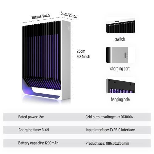 Electric Mosquito Killer UV Lamp USB Rechargeable Flies Swatter Anti Insect Bug Zapper
