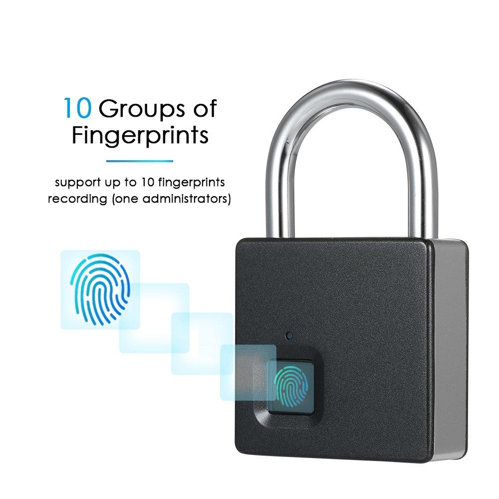 Smart Fingerprint Lock USB Rechargeable 10 Sets Fingerprints