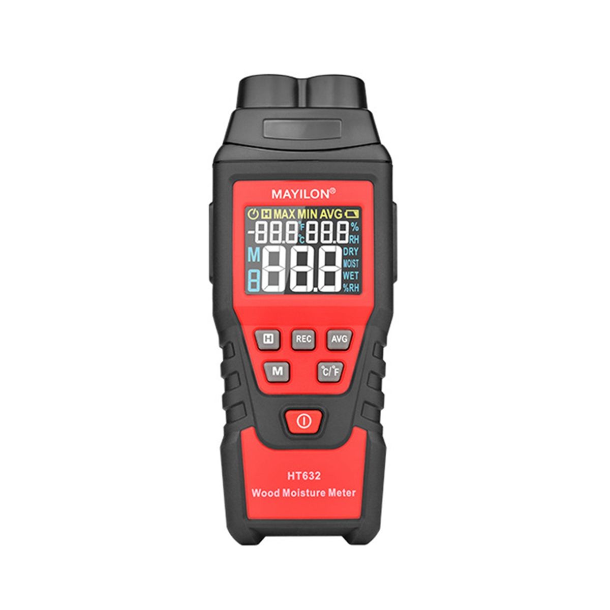 HT632 Wood Moisture Meter Wall Water Tester Digital Humidity Meter Two Pins Hygrometer Concrete Detector