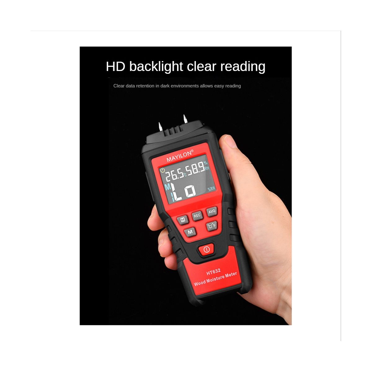 HT632 Wood Moisture Meter Wall Water Tester Digital Humidity Meter Two Pins Hygrometer Concrete Detector