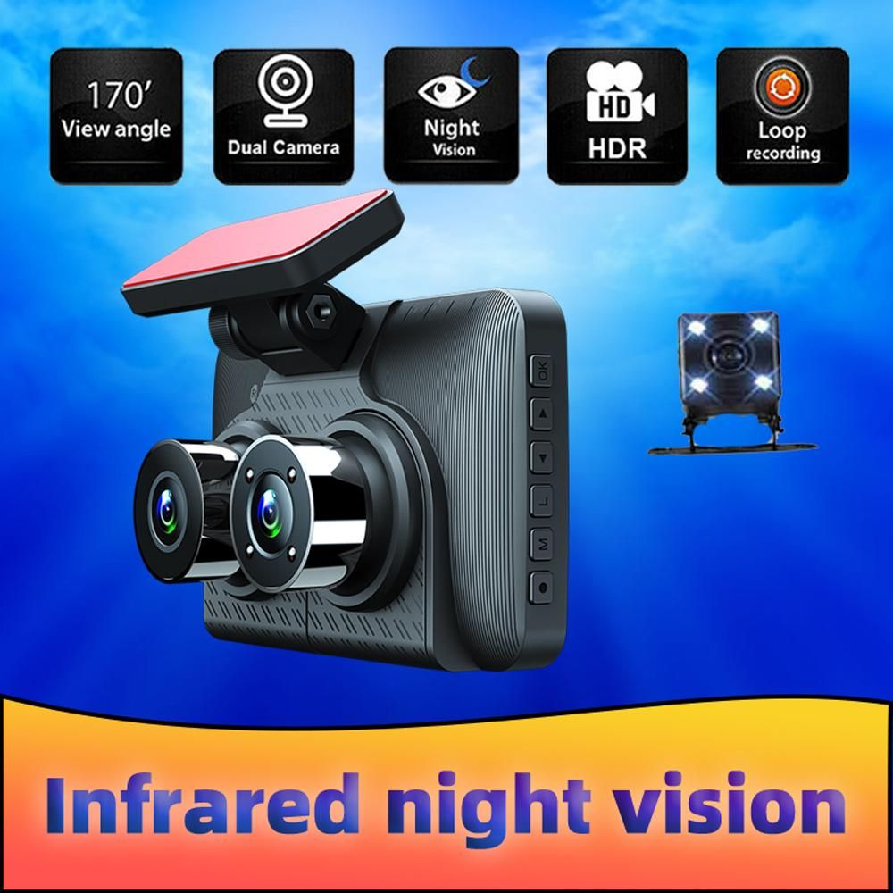 3 Cameras Dash Cam 4in Clear Car Rearview Mirror Car Video Recording Camcorder Wide Angle Car Camera Recorder Auto Safety Driving Recorder