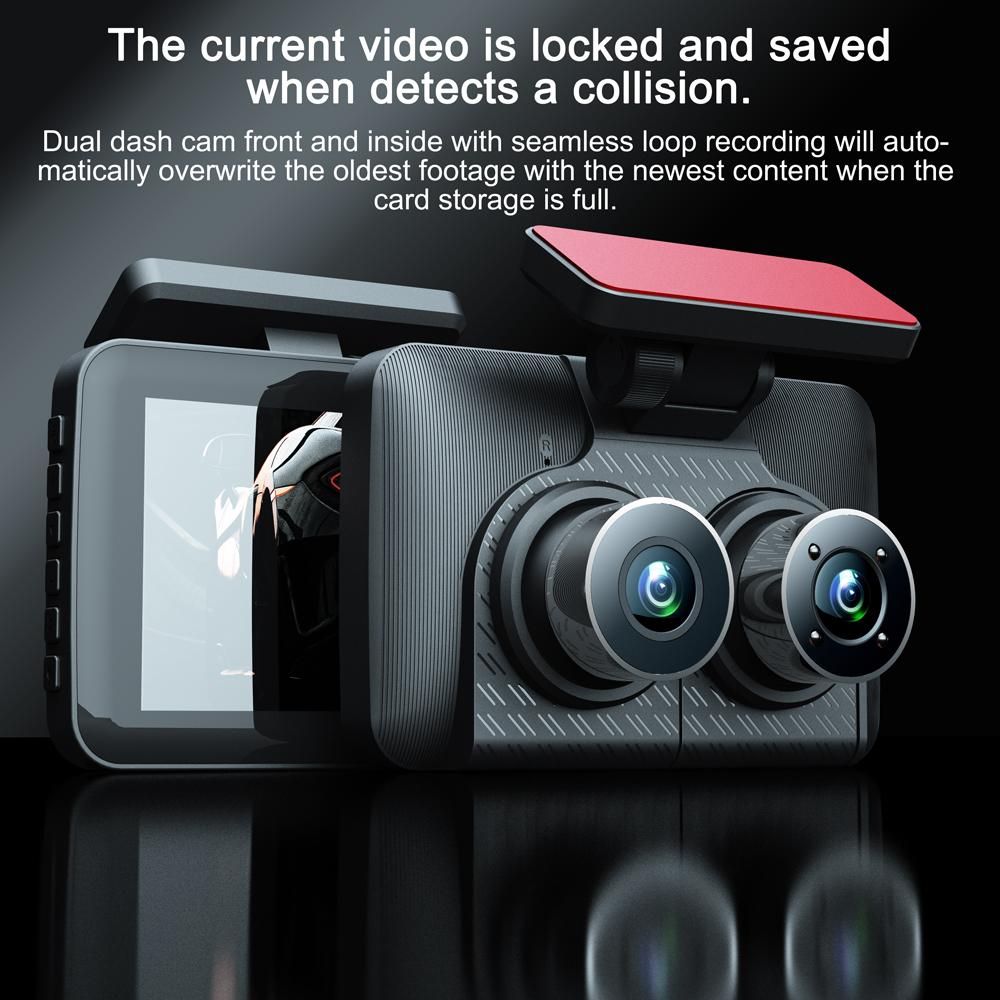 3 Cameras Dash Cam 4in Clear Car Rearview Mirror Car Video Recording Camcorder Wide Angle Car Camera Recorder Auto Safety Driving Recorder