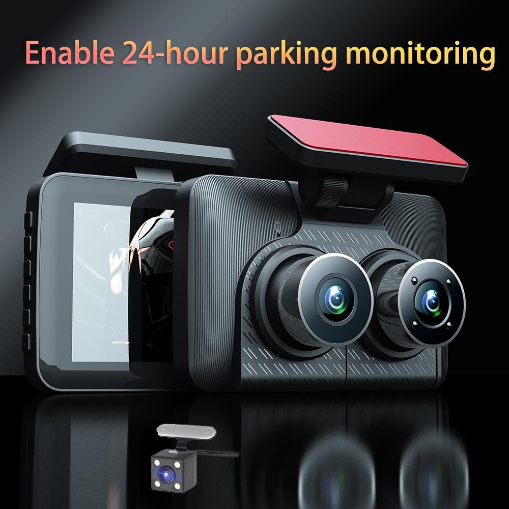 3 Cameras Dash Cam 4in Clear Car Rearview Mirror Car Video Recording Camcorder Wide Angle Car Camera Recorder Auto Safety Driving Recorder