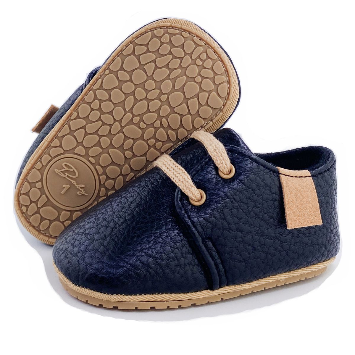 Simon Baby Boy Birthday Leather In-Lace Shoe  - Black