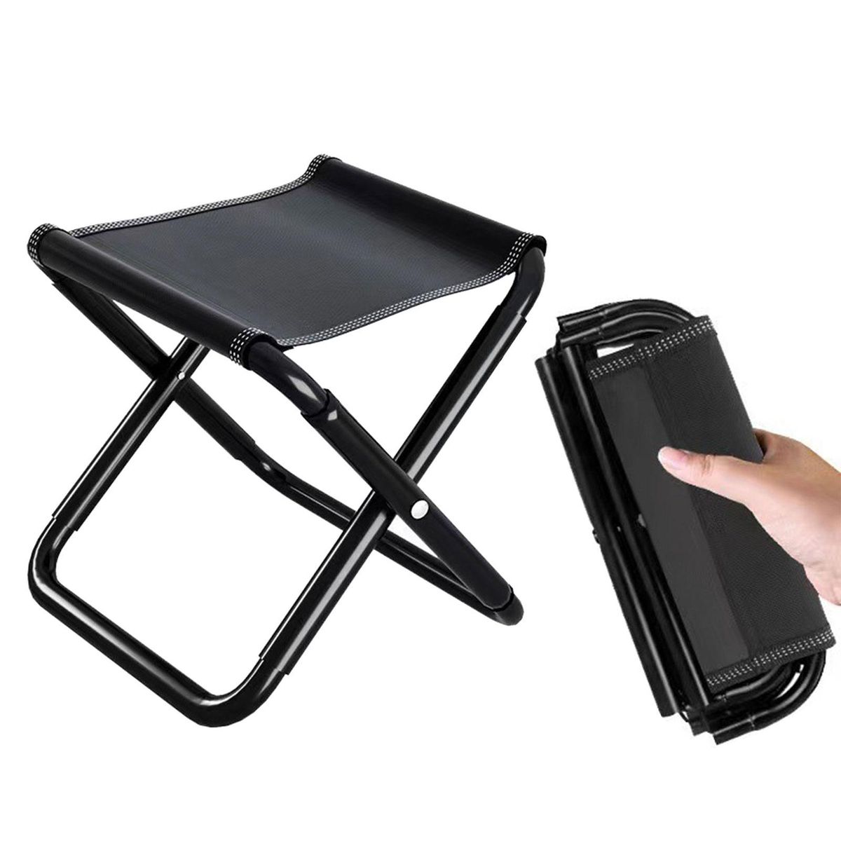 1 Set Picnic Stool Adult Home Folding Chair Black