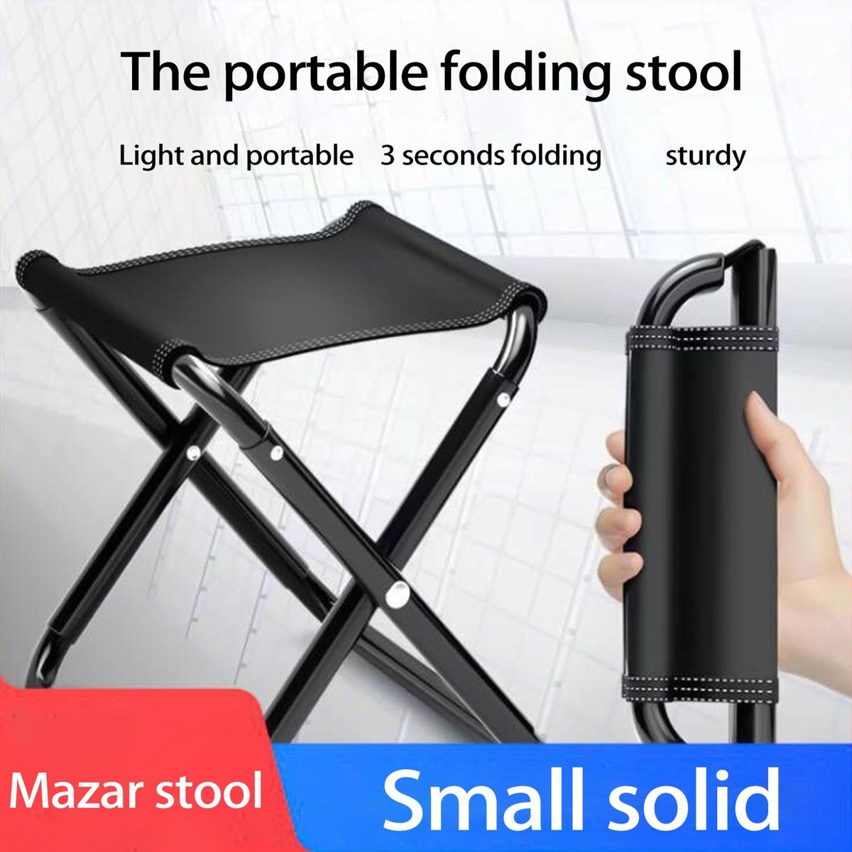 1 Set Picnic Stool Adult Home Folding Chair Black