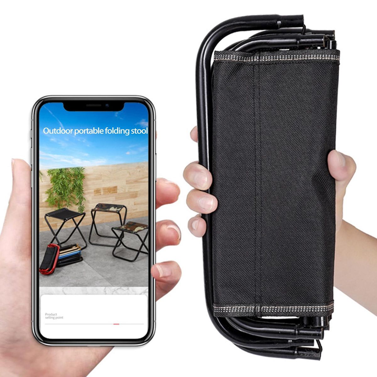 1 Set Picnic Stool Adult Home Folding Chair Black