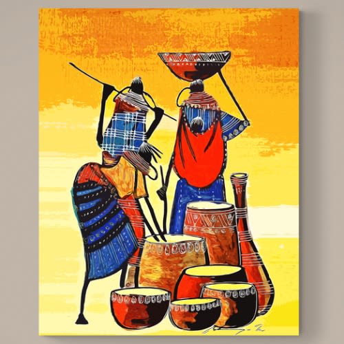 Frameless African Artwork - 41 x 29 inches