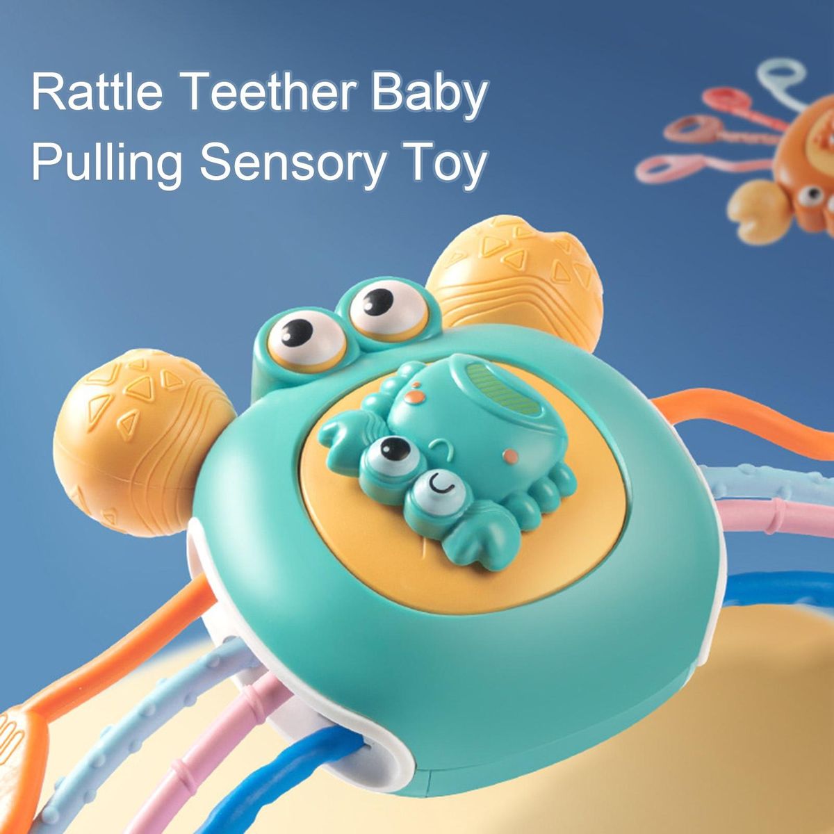 Baby Sensory Toy Plastic Grip Toys Toddler Pulling Toy Cyan
