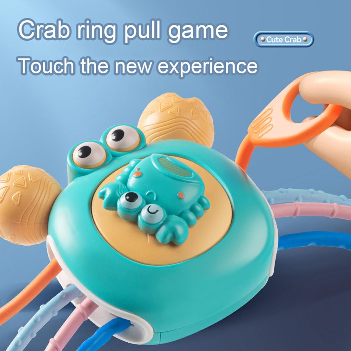 Baby Sensory Toy Plastic Grip Toys Toddler Pulling Toy Cyan