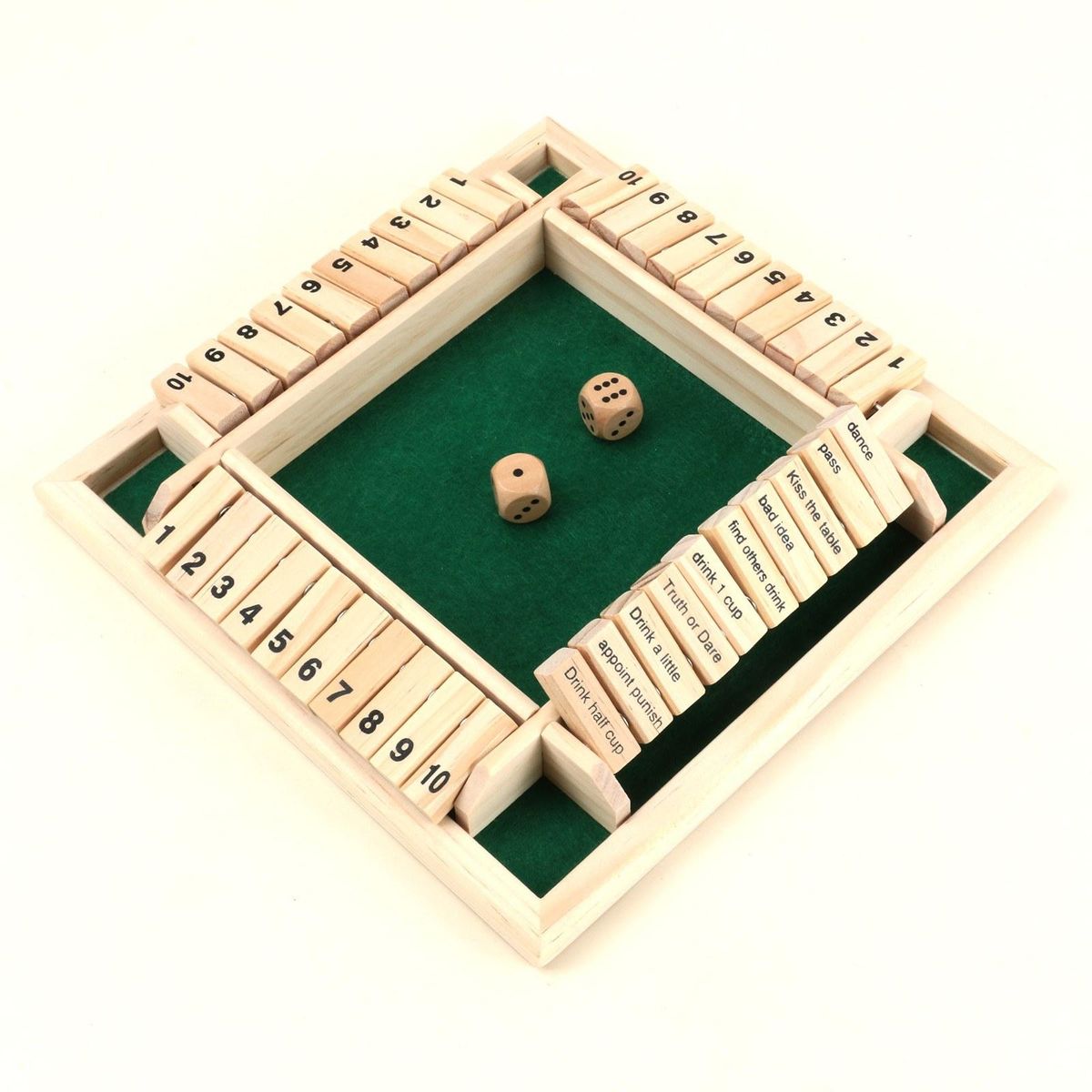 Wood Four Sided 10 Numbers Board Game Set Dice Table Entertainment Board Game Toy for Family Adults Party