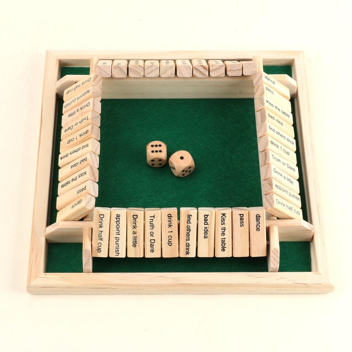 Wood Four Sided 10 Numbers Board Game Set Dice Table Entertainment Board Game Toy for Family Adults Party