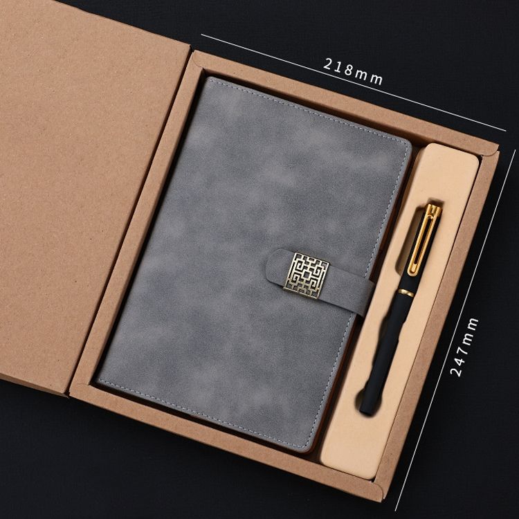 Office Notepad Gray A5 Kraft Paper Gift Box