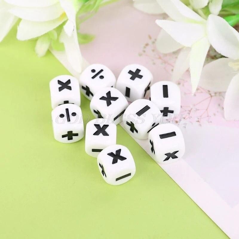 10pcs 16mm D6 Dice Mathematical Operators Arithmetic Dice Club Pub Board Game Drop Shipping