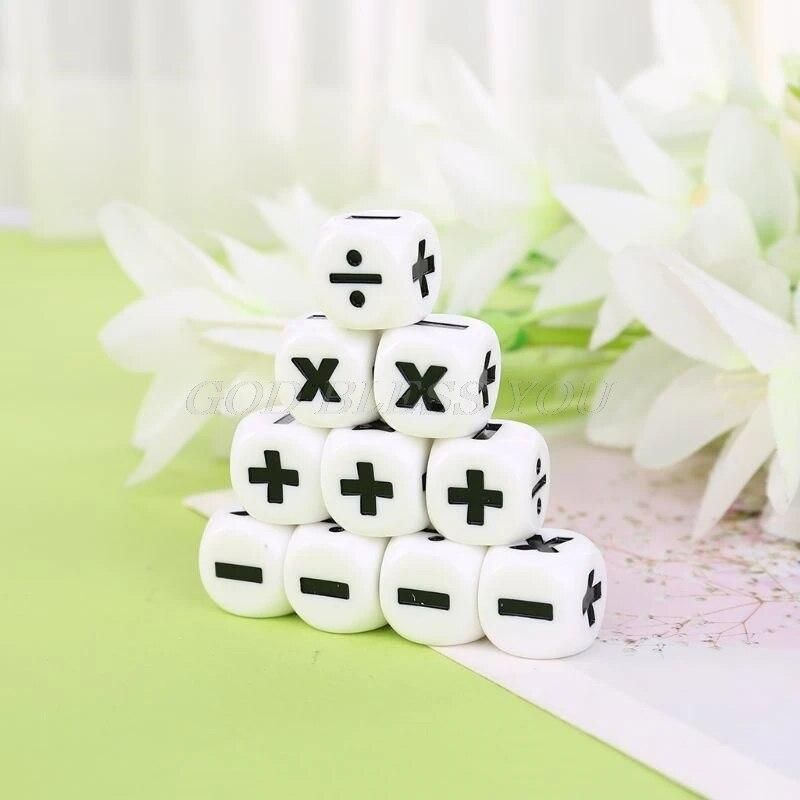 10pcs 16mm D6 Dice Mathematical Operators Arithmetic Dice Club Pub Board Game Drop Shipping