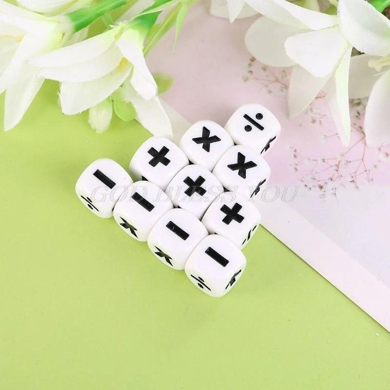 10pcs 16mm D6 Dice Mathematical Operators Arithmetic Dice Club Pub Board Game Drop Shipping