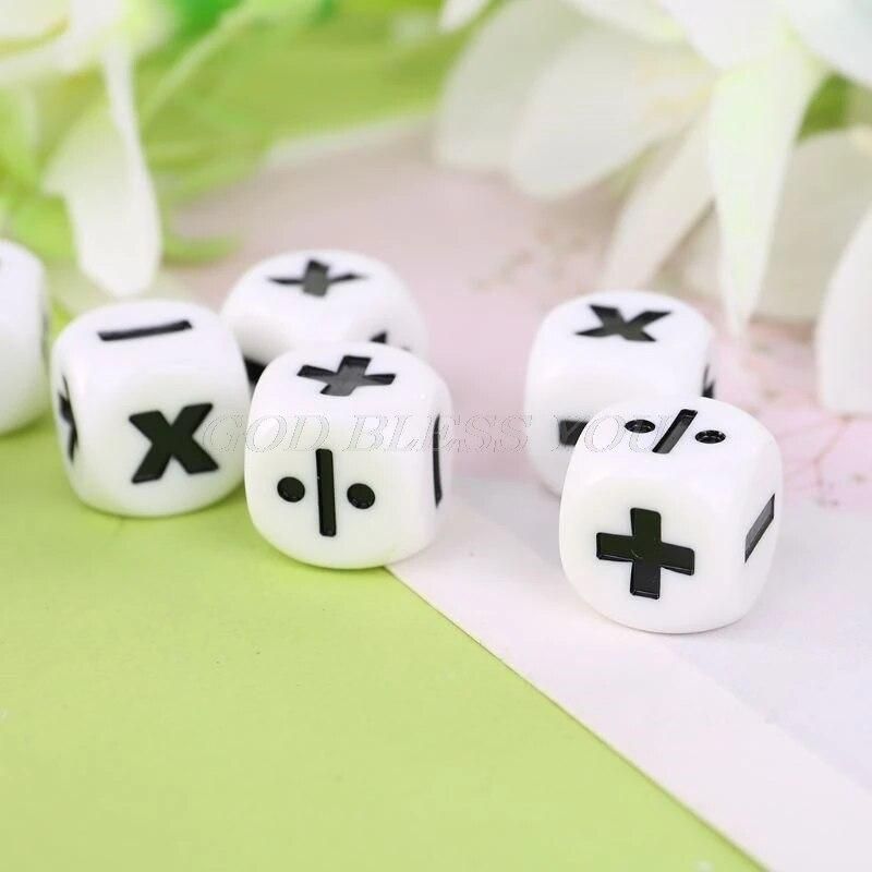 10pcs 16mm D6 Dice Mathematical Operators Arithmetic Dice Club Pub Board Game Drop Shipping