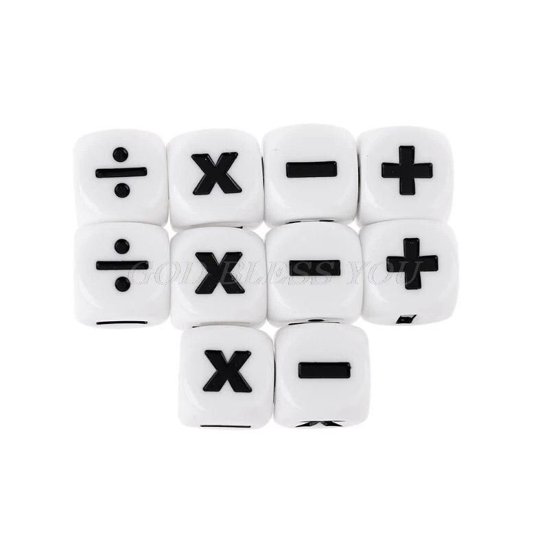 10pcs 16mm D6 Dice Mathematical Operators Arithmetic Dice Club Pub Board Game Drop Shipping
