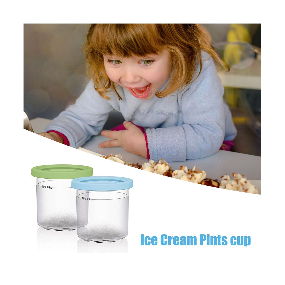 2PCS Ice Cream Pints for Ninja CN301CO Series Creami