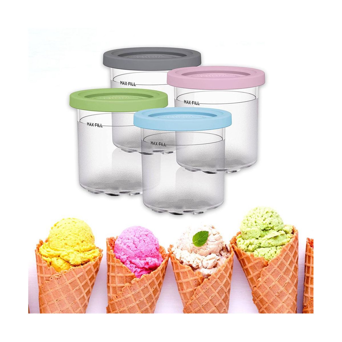 2PCS Ice Cream Pints for Ninja CN301CO Series Creami