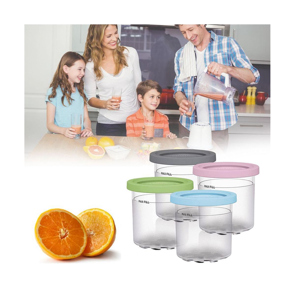 2PCS Ice Cream Pints for Ninja CN301CO Series Creami