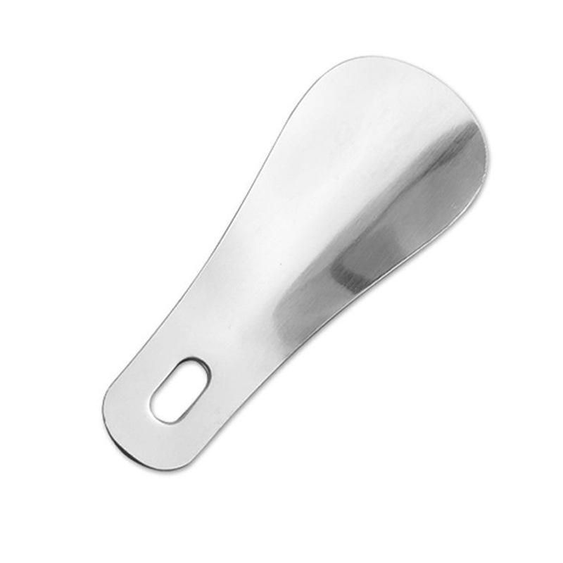 Metal stainless steel small shoehorn mini shoehorn short handle artifact shoe handle pick up shoes home wear shoes solid wood plastic 1 10cm polished metal shoehorn