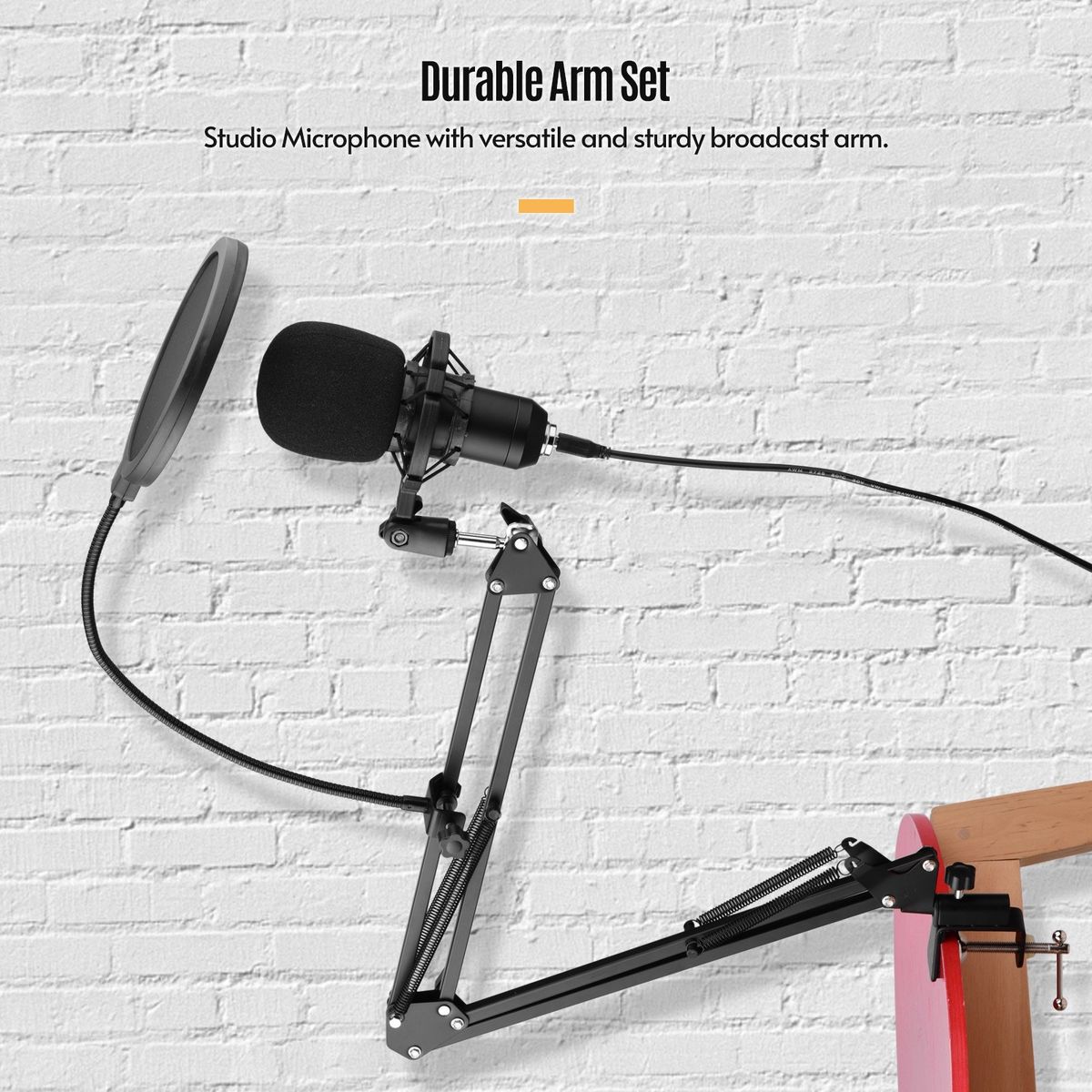 USB Condenser Microphone Set With Desk Mounting Clamp