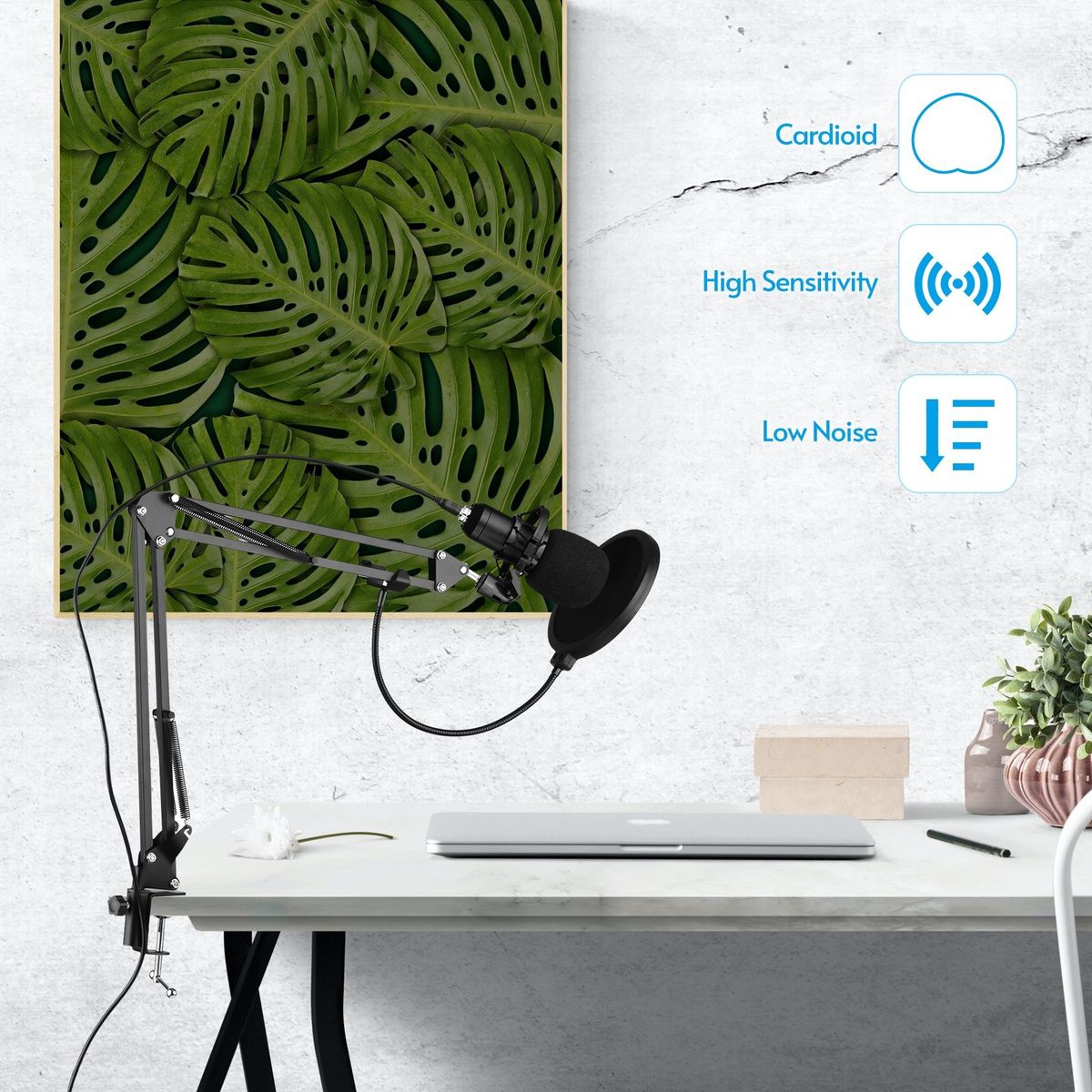 USB Condenser Microphone Set With Desk Mounting Clamp