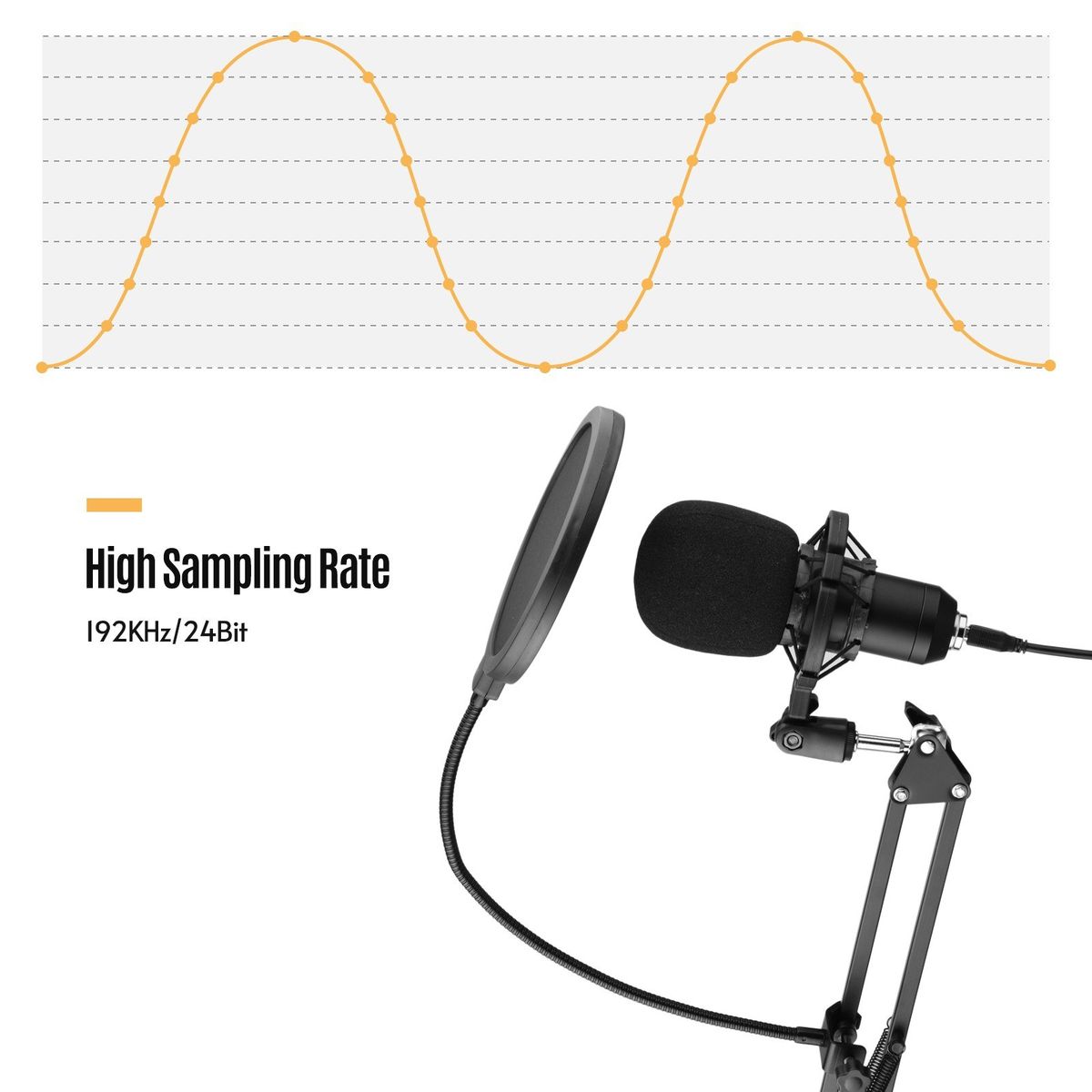 USB Condenser Microphone Set With Desk Mounting Clamp